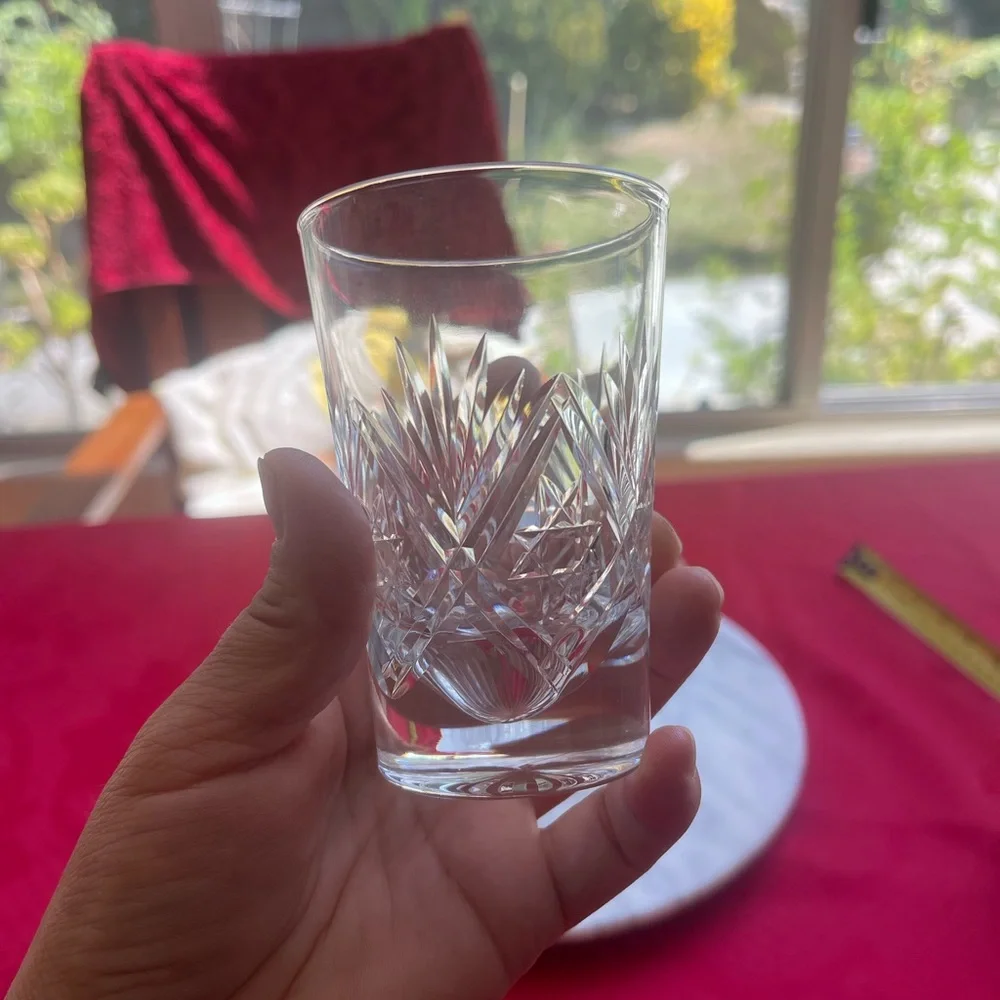 Vintage Set of 4 Webb England crystal St Andrews whiskey glasses signed